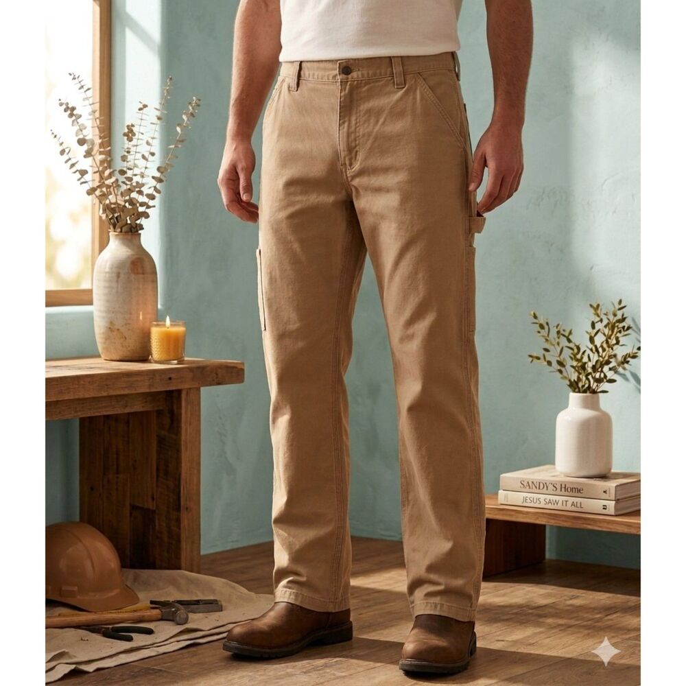 Carhartt B324 DKH Dungaree Pants Mens 40x30 Khaki Twill Relaxed Straight Work